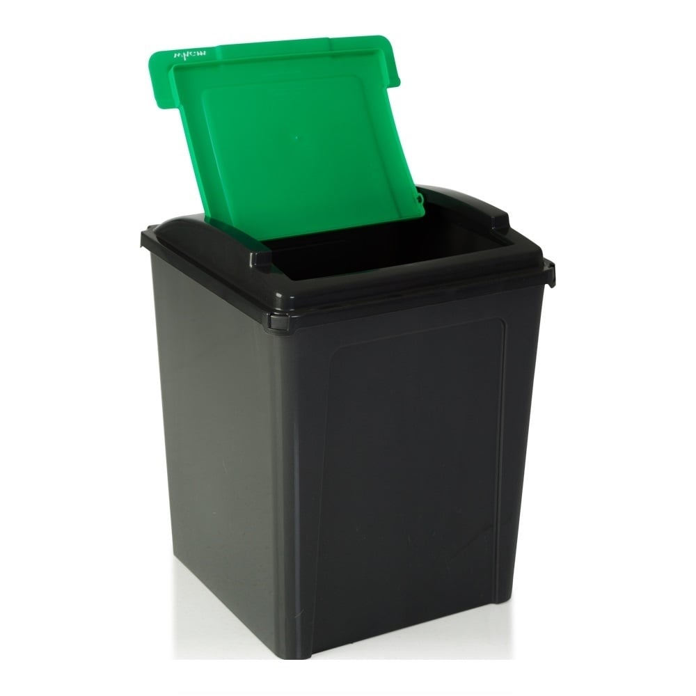 Large 50 Litre Slate Plastic Recycling Bin with Flip Lid-Wham-Plastic Box Shop