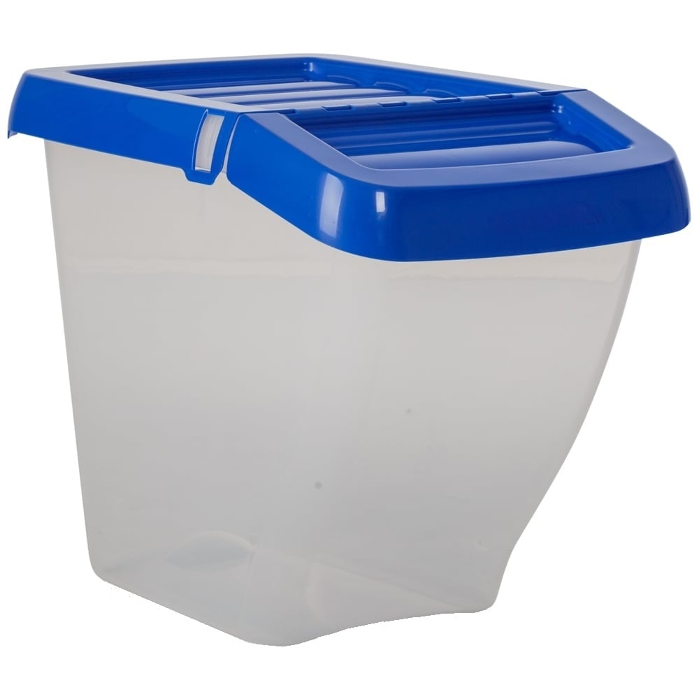 SINGLE - 50 Litre Recycling Box with Hinged Lid-Wham-Clear and Blue-WM50RSP3BS-Plastic Box Shop