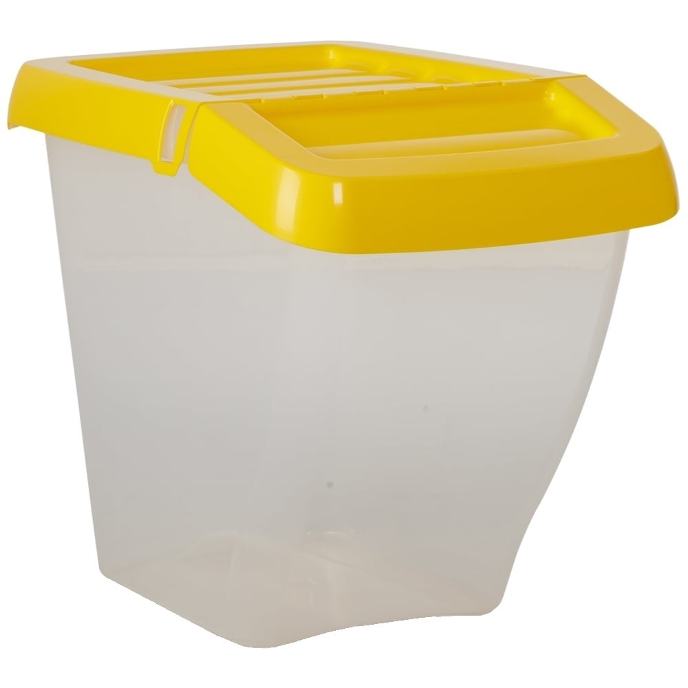 SINGLE - 50 Litre Recycling Box with Hinged Lid-Wham-Clear and Yellow-WM50RSP3YS-Plastic Box Shop