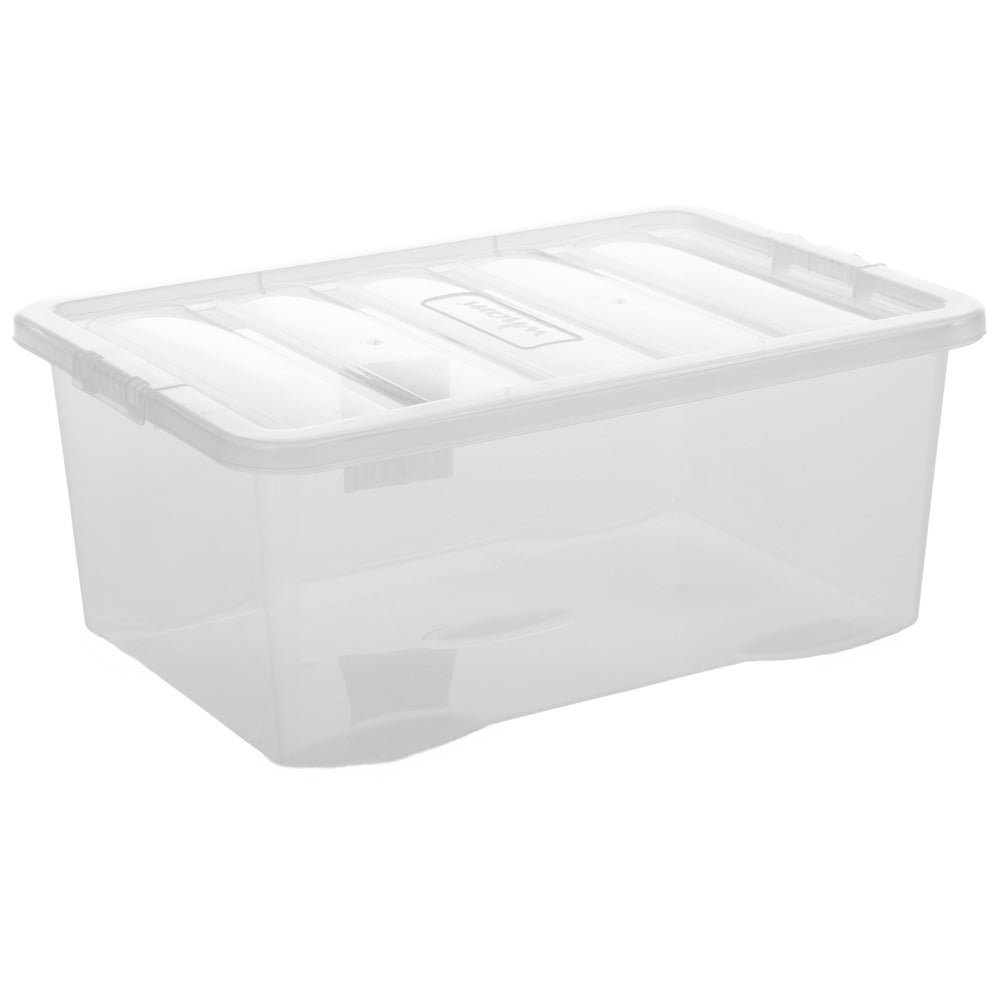 Wham Crystal Pack of 5 x 45L Plastic Storage Boxes with Lids-Wham-Clear-WM45P5-Plastic Box Shop