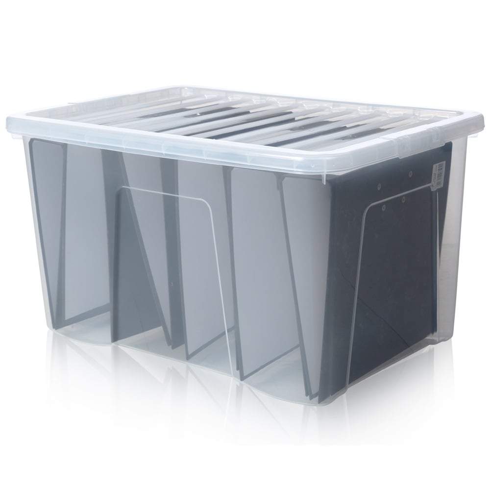 Wham Crystal Pack of 5 x 60L Large Plastic Storage Boxes with Lids-Wham-Plastic Box Shop