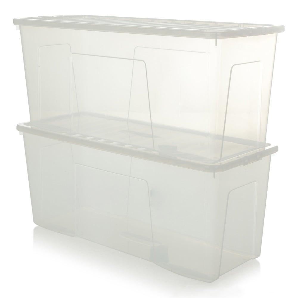 Pack of 2 x 133L Extra Large Long Plastic Storage Boxes with Lids-Wham-Plastic Box Shop
