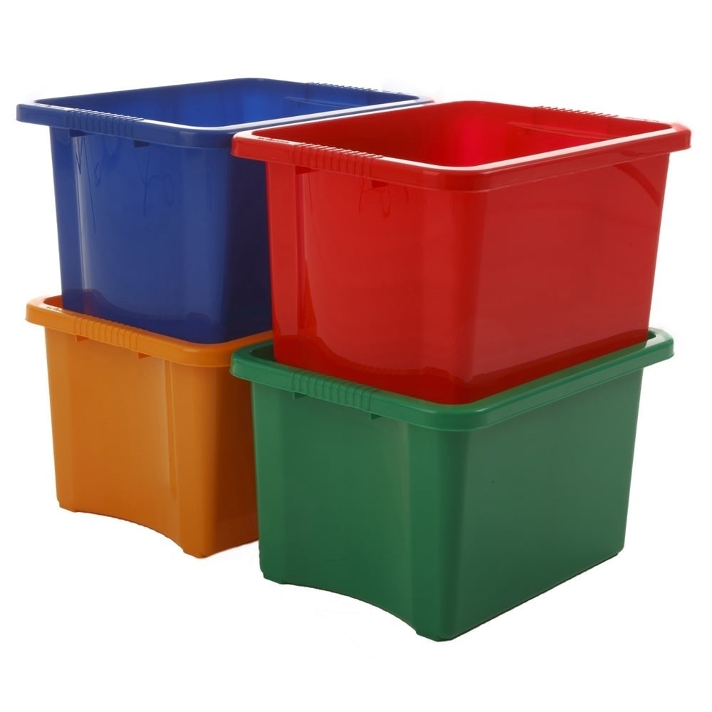 Pack of 5 - 35 Litre Stack and Store Plastic Storage Boxes-Wham-Plastic Box Shop