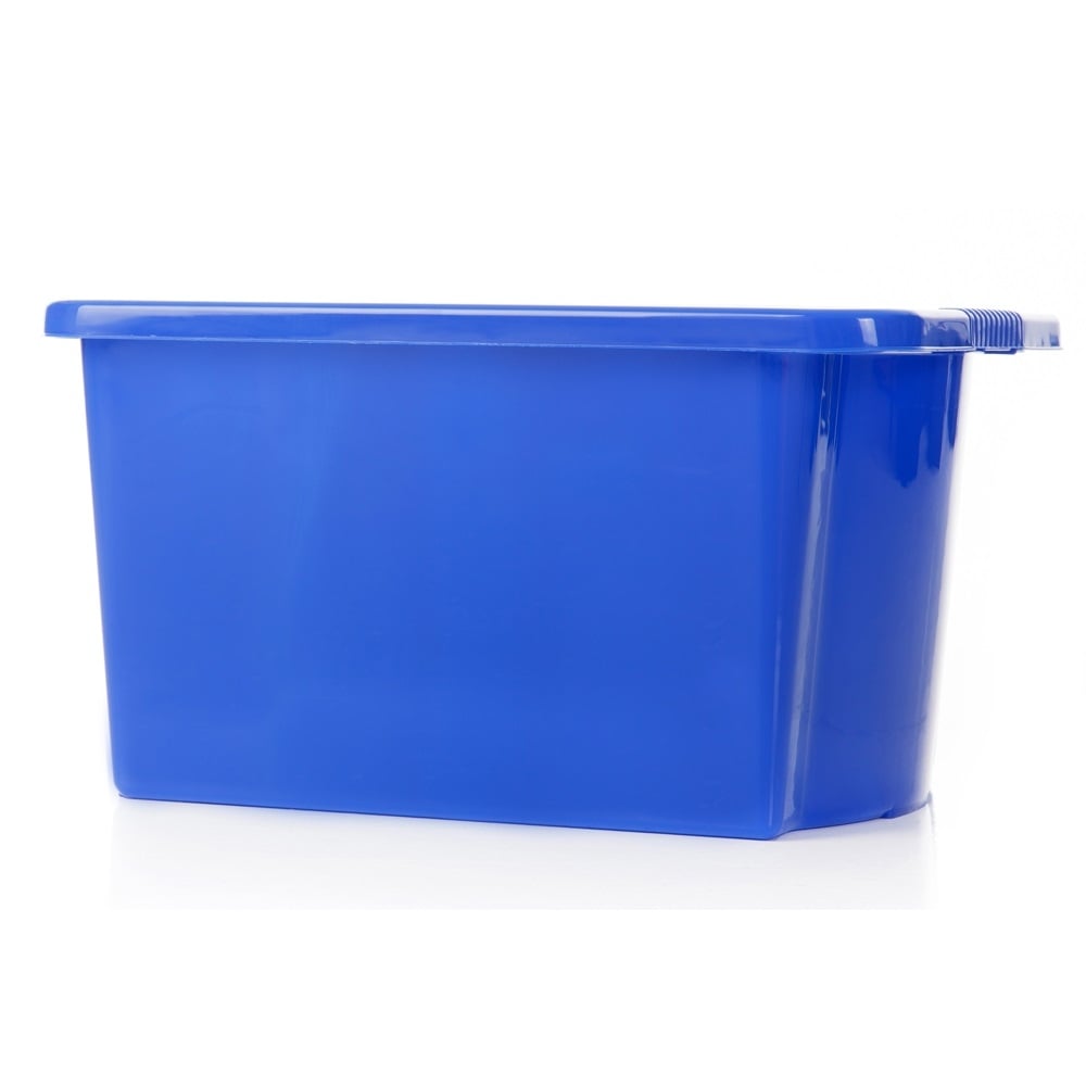 Pack of 5 - 35 Litre Stack and Store Plastic Storage Boxes-Wham-Blue-WM35STSP5B-Plastic Box Shop