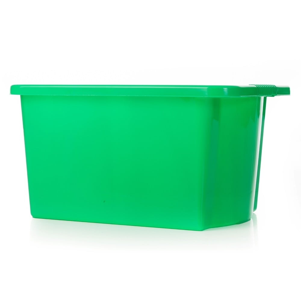 Pack of 5 - 35 Litre Stack and Store Plastic Storage Boxes-Wham-Green-WM35STSP5G-Plastic Box Shop