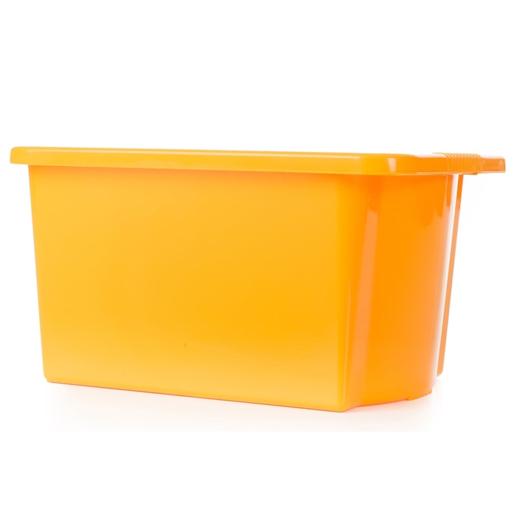 Pack of 5 - 35 Litre Stack and Store Plastic Storage Boxes-Wham-Yellow-WM35STSP5Y-Plastic Box Shop