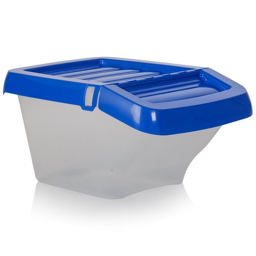 Pack of 3 - 30 Litre Stacking Plastic Recycling Box - Clear with Hinged Lid-Wham-Plastic Box Shop