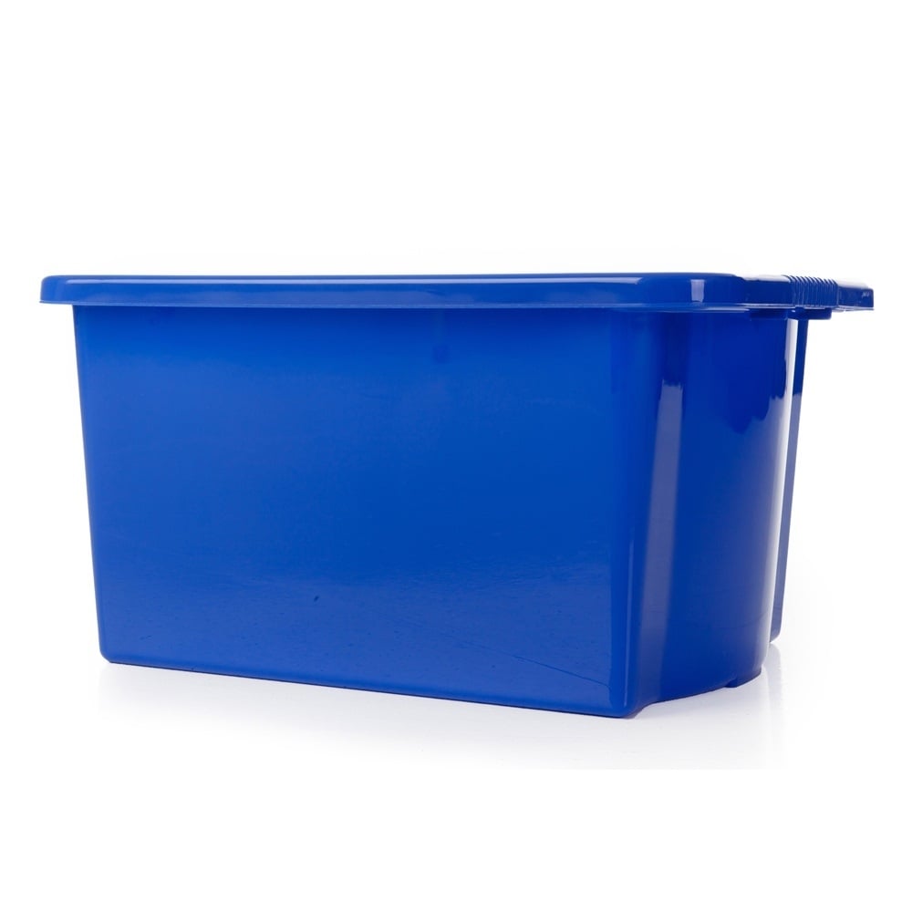 Pack of 5 - 24 Litre Stack and Store Plastic Storage Boxes-Wham-Blue-WM24STSP5B-Plastic Box Shop