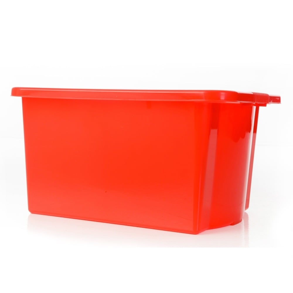 Pack of 5 - 24 Litre Stack and Store Plastic Storage Boxes-Wham-Red-WM24STSP5R-Plastic Box Shop