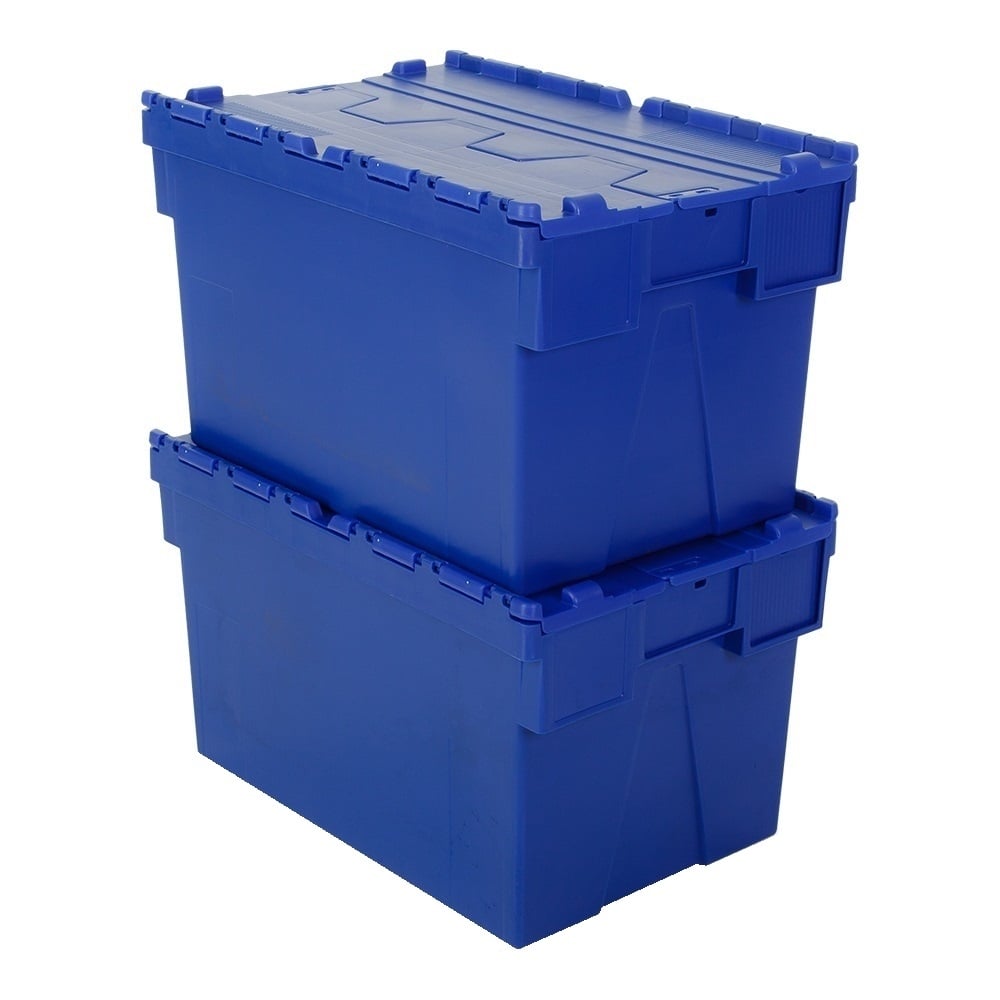 Pallet of 80 x 80 Litre Attached Lid ALC Containers (400mm high)-LH-Blue-LH400P80B-Plastic Box Shop