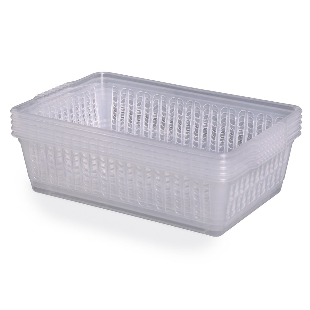 Pack of 5 x Small Plastic Tidy Baskets – Assorted Colours-Wham-Plastic Box Shop