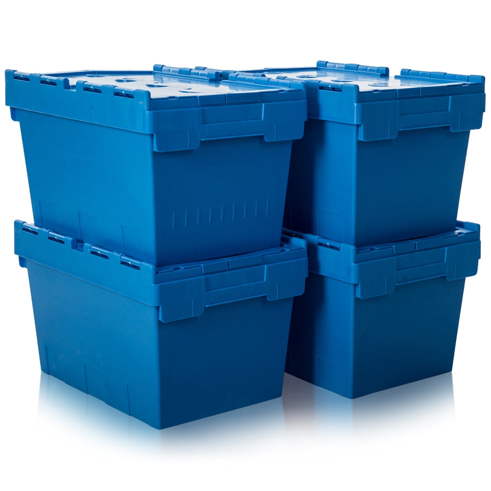 Pack of 4 x 32L Heavy Duty ALC Plastic Boxes With Attached Lids-CS-Plastic Box Shop