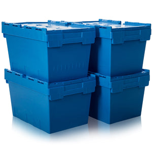 Pack of 4 x 32L Heavy Duty ALC Plastic Boxes With Attached Lids-CS-Plastic Box Shop
