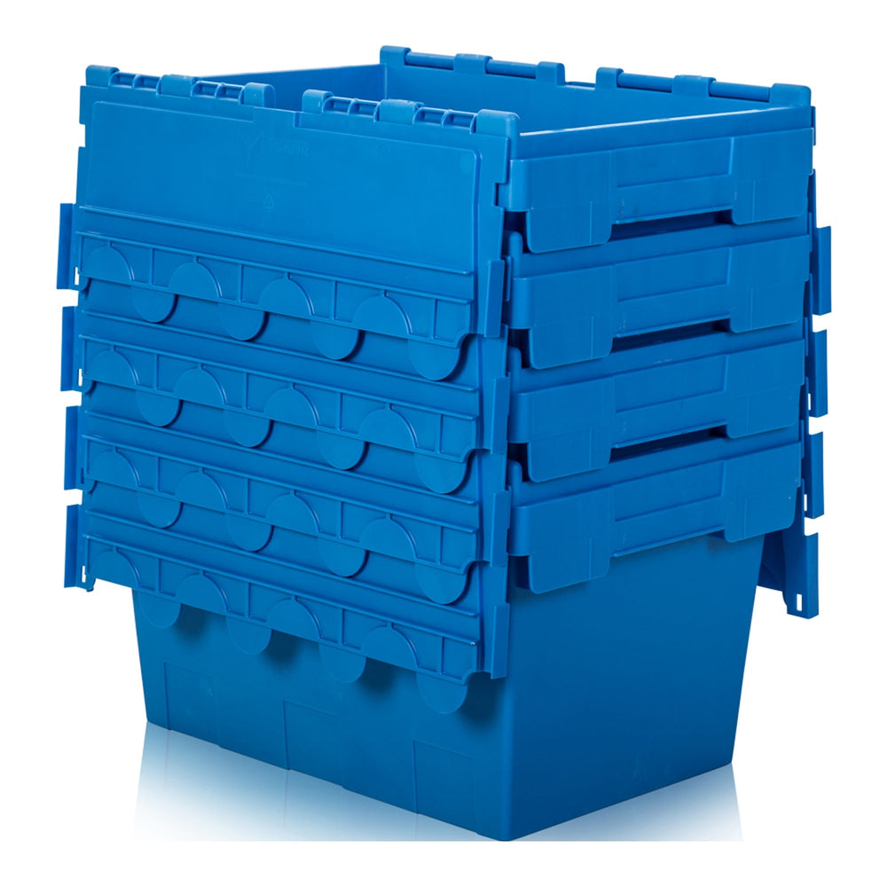 Pack of 4 x 32L Heavy Duty ALC Plastic Boxes With Attached Lids-CS-Plastic Box Shop