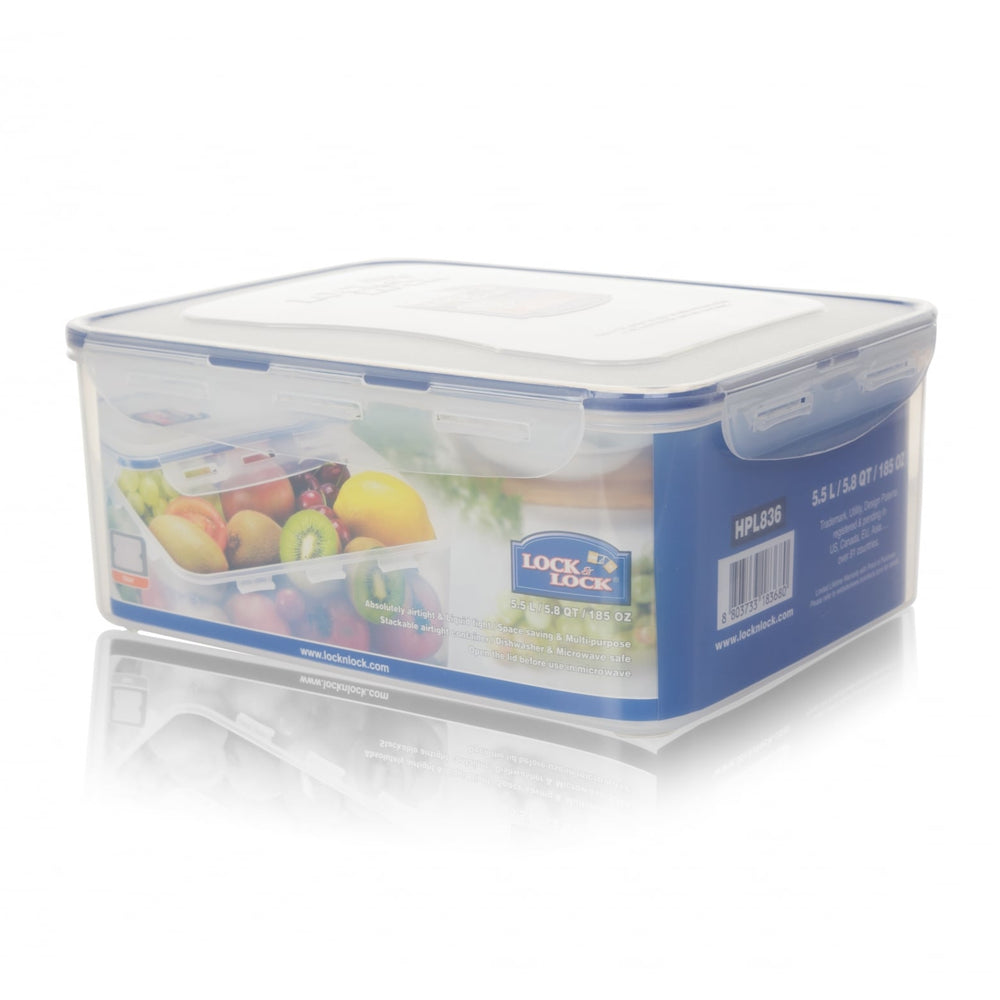 5.5 Litre Rectangular Plastic Food Storage Box with Freshness Tray – Lock & Lock-Lock & Lock-Plastic Box Shop