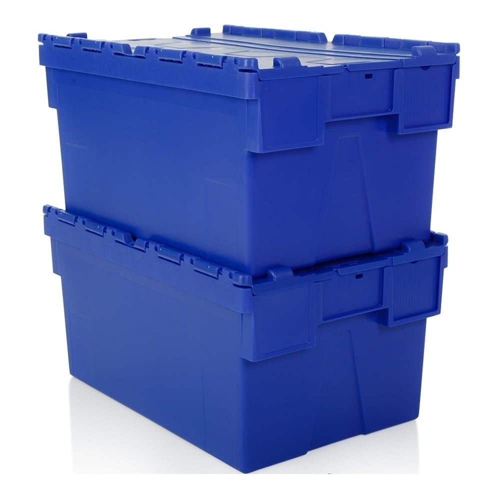Pack of 2 x 56L Attached Lid ALC Containers (310mm high)-LH-Blue-LH310P2B-Plastic Box Shop