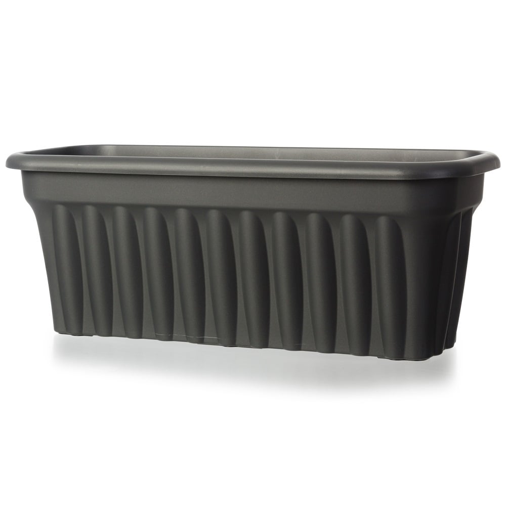 Pack of 2 x 80cm Vista Extra Large Rectangular Plastic Trough Planters-Wham-Slate-WM80VTP2SL-Plastic Box Shop