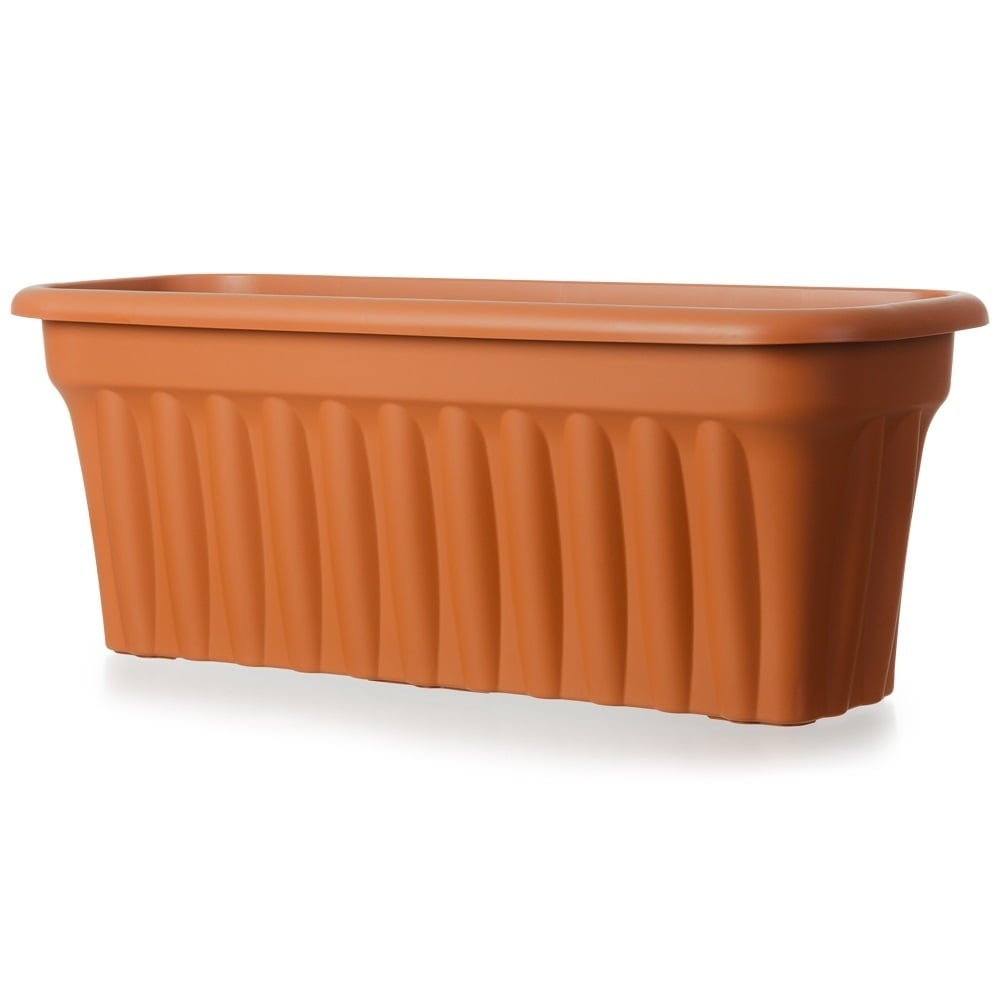 Pack of 2 x 80cm Vista Extra Large Rectangular Plastic Trough Planters-Wham-Terracotta-WM80VTP2T-Plastic Box Shop
