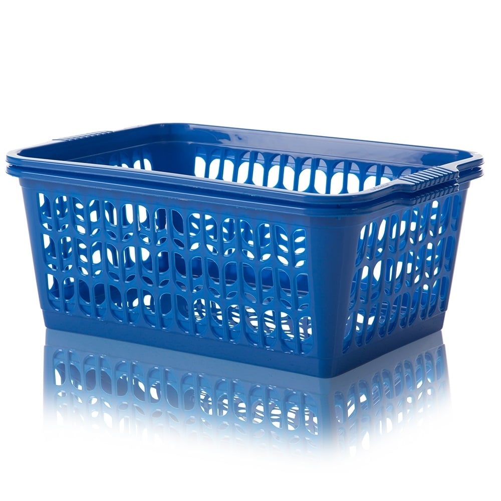 Pack of 2 x Large Plastic Handy Tidy Baskets-Wham-Primary Blue-WMTP2PB-Plastic Box Shop