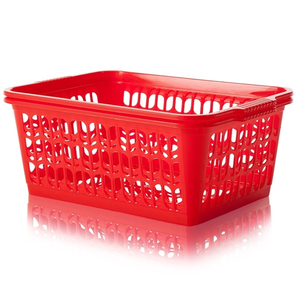 Pack of 2 x Large Plastic Handy Tidy Baskets-Wham-Primary Red-WMTP2PR-Plastic Box Shop