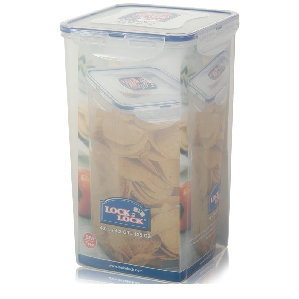 4 Litre Square Plastic Cookie Jar with Airtight Lid – Lock & Lock-Lock & Lock-Plastic Box Shop