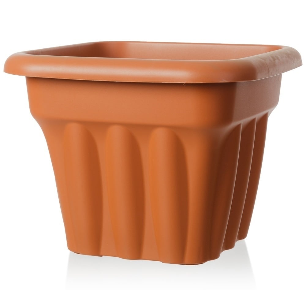 Pack of 2 x 33cm Vista Small Square Plastic Garden Planters-Wham-Terracotta-WM33VSP2T-Plastic Box Shop