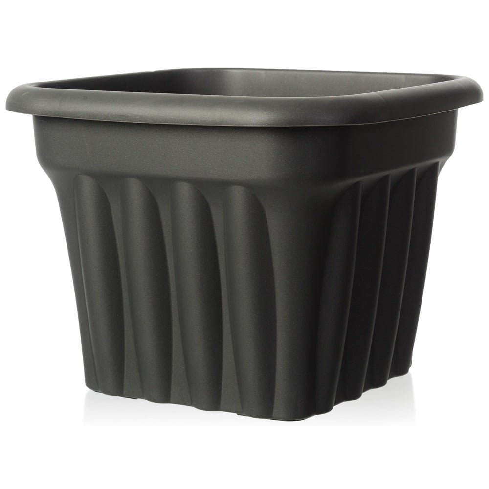 Pack of 2 x 40cm Vista Medium Square Plastic Planters-Wham-Slate-WM40VSP2SL-Plastic Box Shop