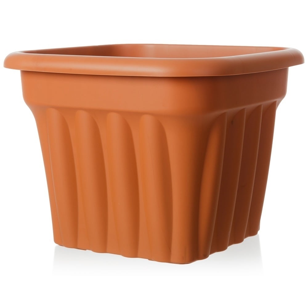 Pack of 2 x 40cm Vista Medium Square Plastic Planters-Wham-Terracotta-WM40VSP2T-Plastic Box Shop