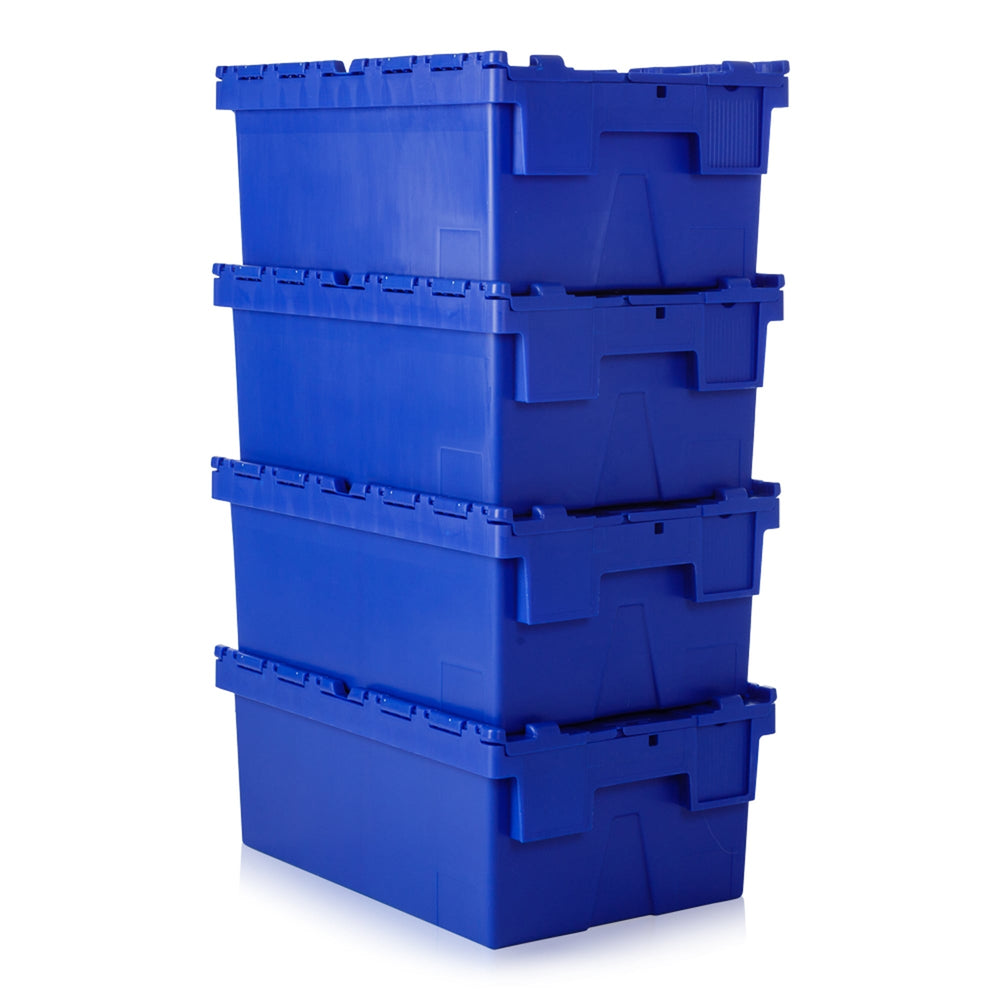 Pack of 4 x 44L Attached Lid ALC Containers (250mm high)-LH-Plastic Box Shop