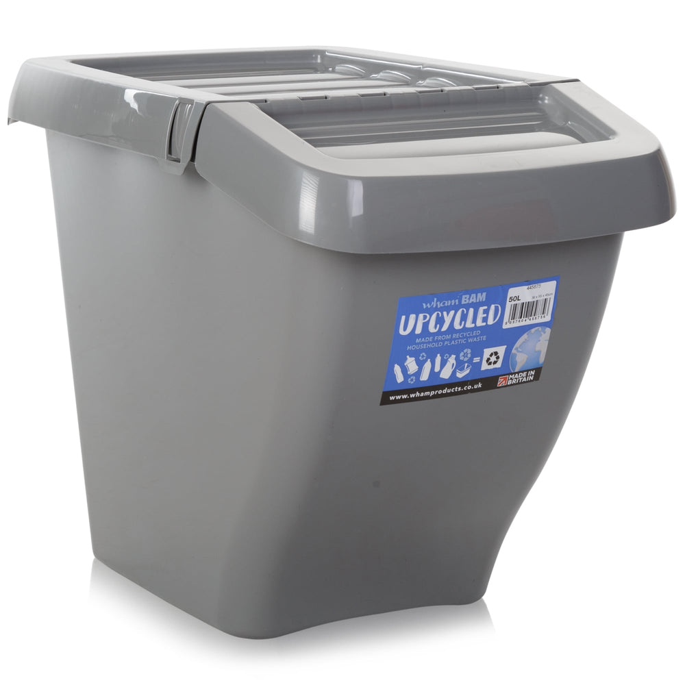 50 Litre Wham Recycle It Upcycled Bin with Hinged Lid-Wham-Plastic Box Shop