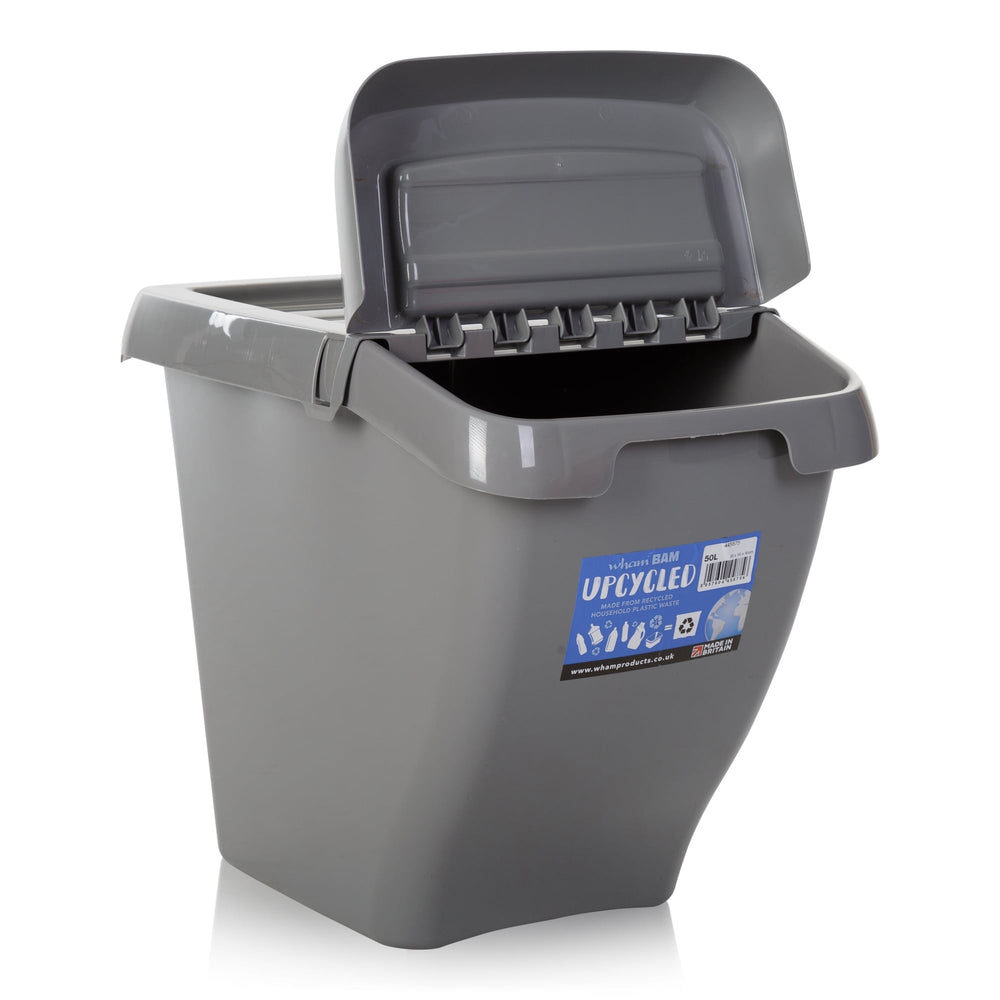 50 Litre Wham Recycle It Upcycled Bin with Hinged Lid-Wham-Plastic Box Shop