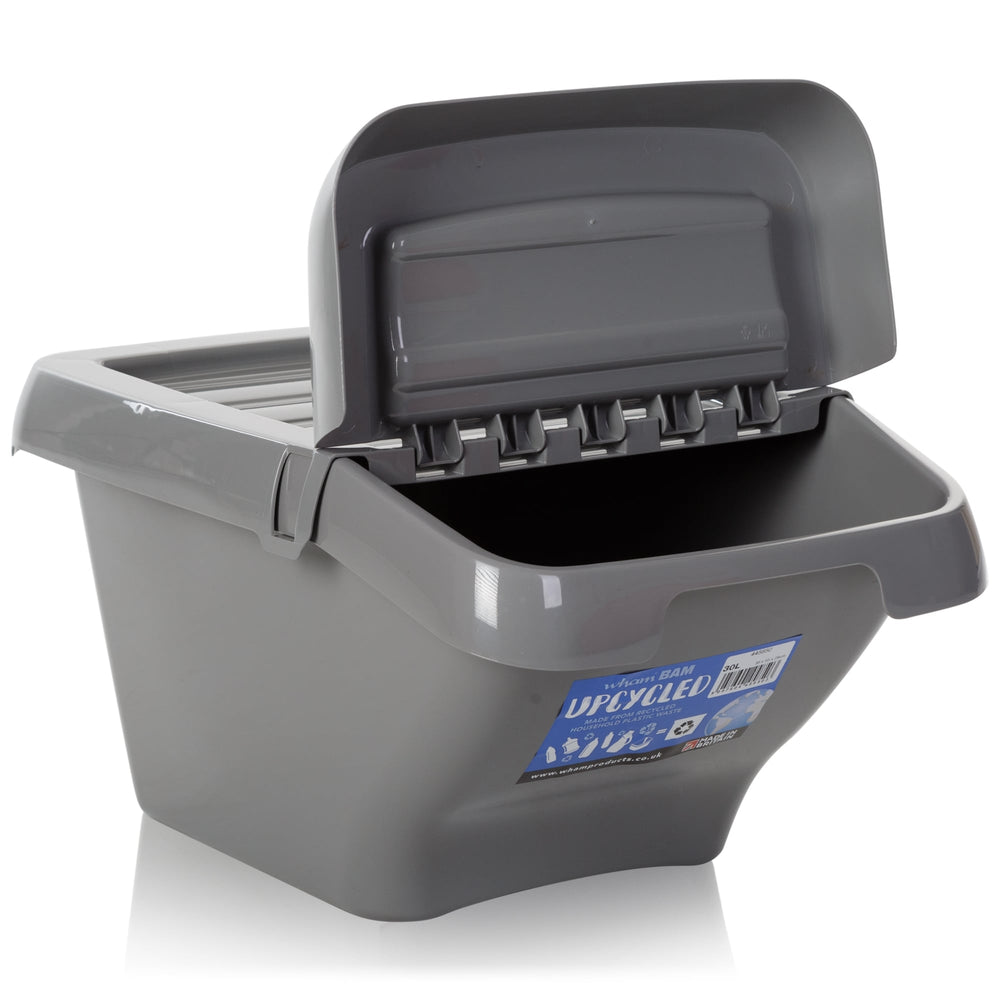 30 Litre Wham Recycle It Upcycled Bin with Hinged Lid-Wham-Plastic Box Shop