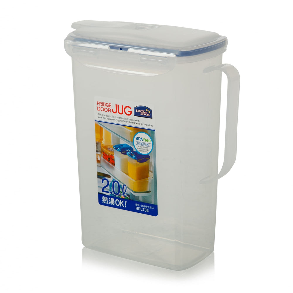 2 Litre Fridge Door Jug with Seal Tight Lid and Flip Top Spout-Lock & Lock-Plastic Box Shop