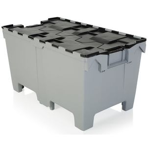 Pallet of 6 - Extra Large 190 Litre Strong Attached Lid Container with Pallet Feet-LH-Plastic Box Shop