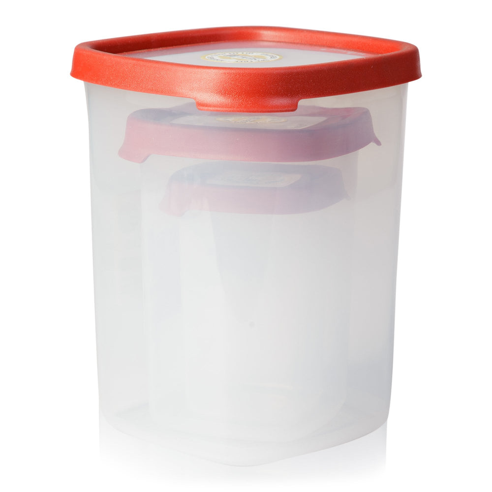 3 Piece Square Plastic Food Storage Box Set - Wham-Wham-Clear and Red-WM48980-Plastic Box Shop