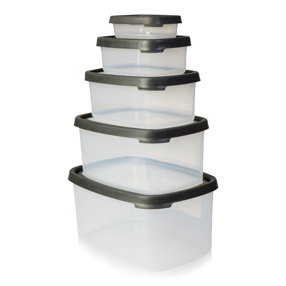 Set of 5 Seal It Rectangular Boxes - Graphite Lid-Wham-Plastic Box Shop