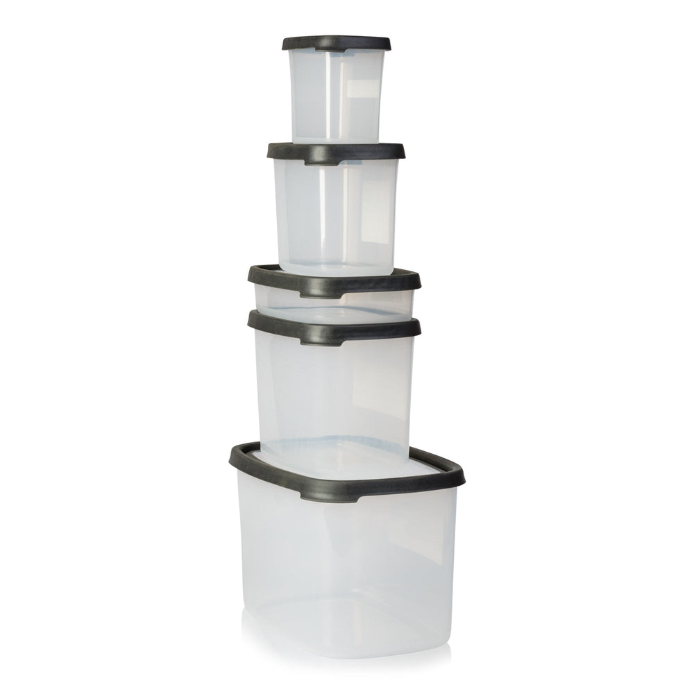 Seal It Rectangular 5 Piece Set - Large-Wham-Clear and Graphite-WM48971-Plastic Box Shop