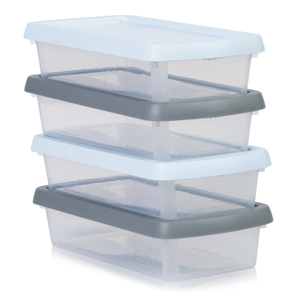 4 × 800ml Plastic Storage Boxes with Assorted Coloured Lids – Wham-Wham-Plastic Box Shop