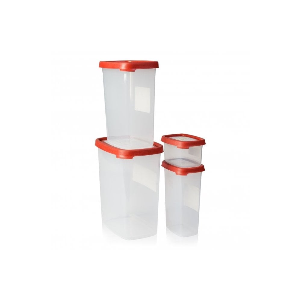 Seal It Rectangular 4 Piece Set-Wham-Clear and Red-WM48995-Plastic Box Shop
