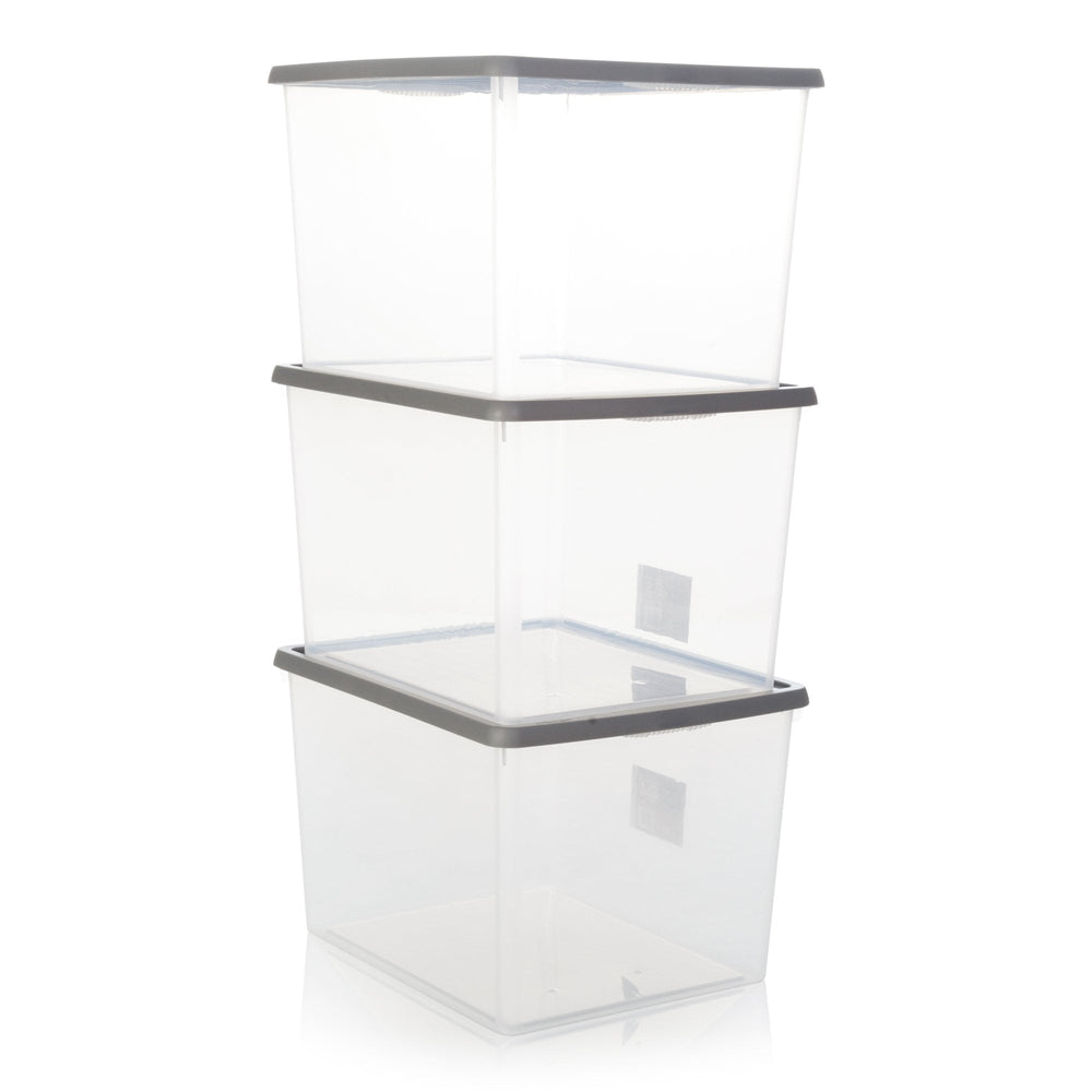 Pack of 3 x 50L A4 Lever Arch Archiving File Storage Boxes with Lids-Wham-Plastic Box Shop