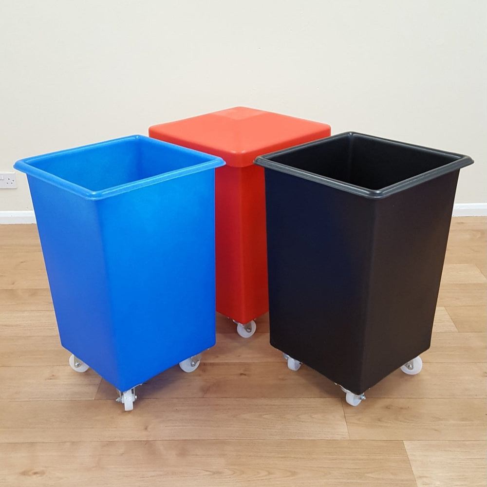 118 Litre Plastic Mobile Tapered Truck-EX-Non-Food Grade Recycled Black-EXRB0120RC-Plastic Box Shop