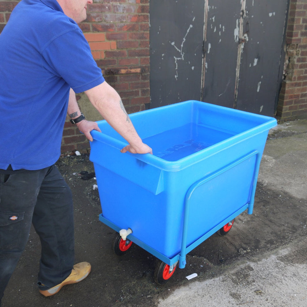 370 Litre Steel Frame with 8" Rubber Castors-EX-Blue-EXOC0105B-Plastic Box Shop