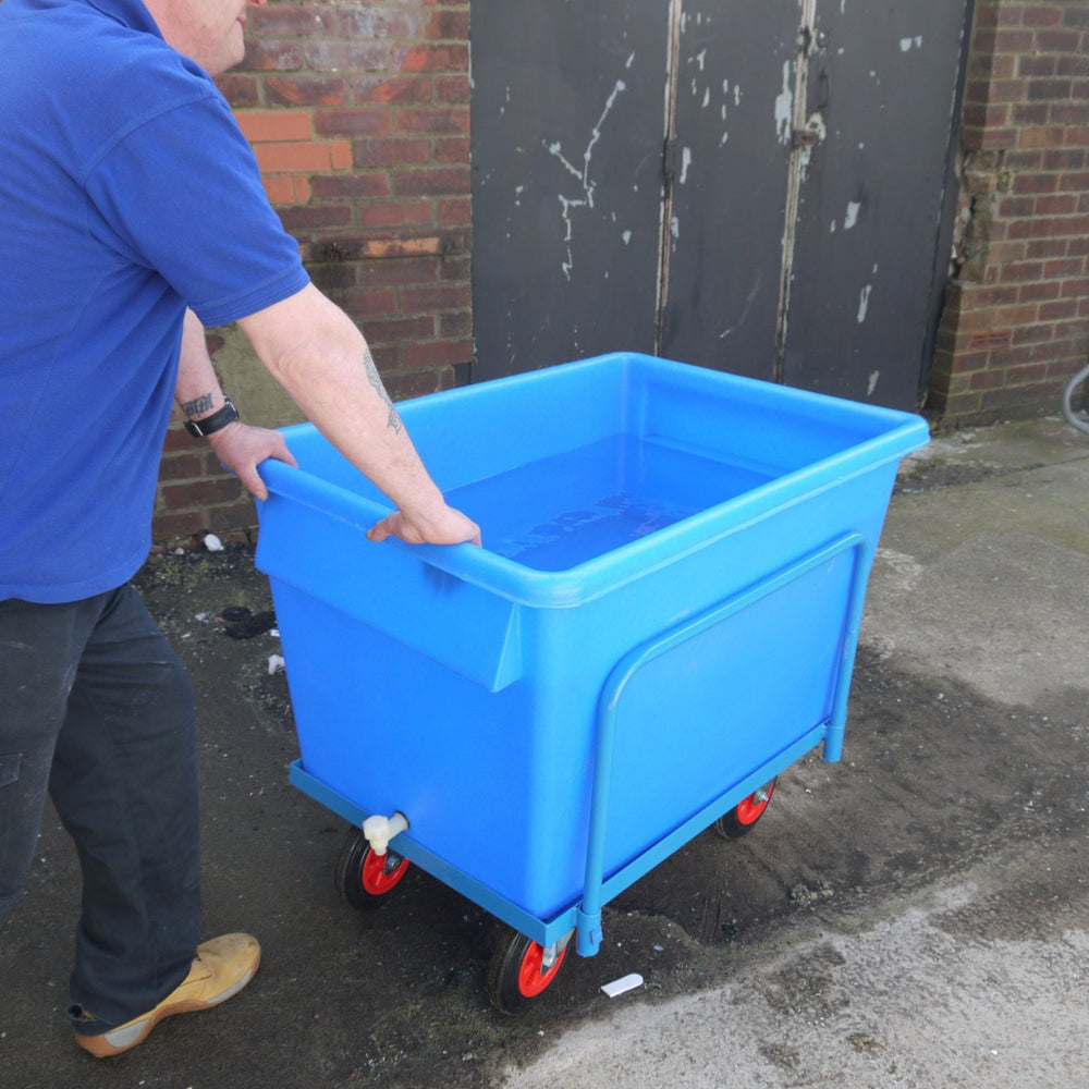540 Litre Steel Frame with 8" rubber castors-EX-Blue-EXOC0211B-Plastic Box Shop