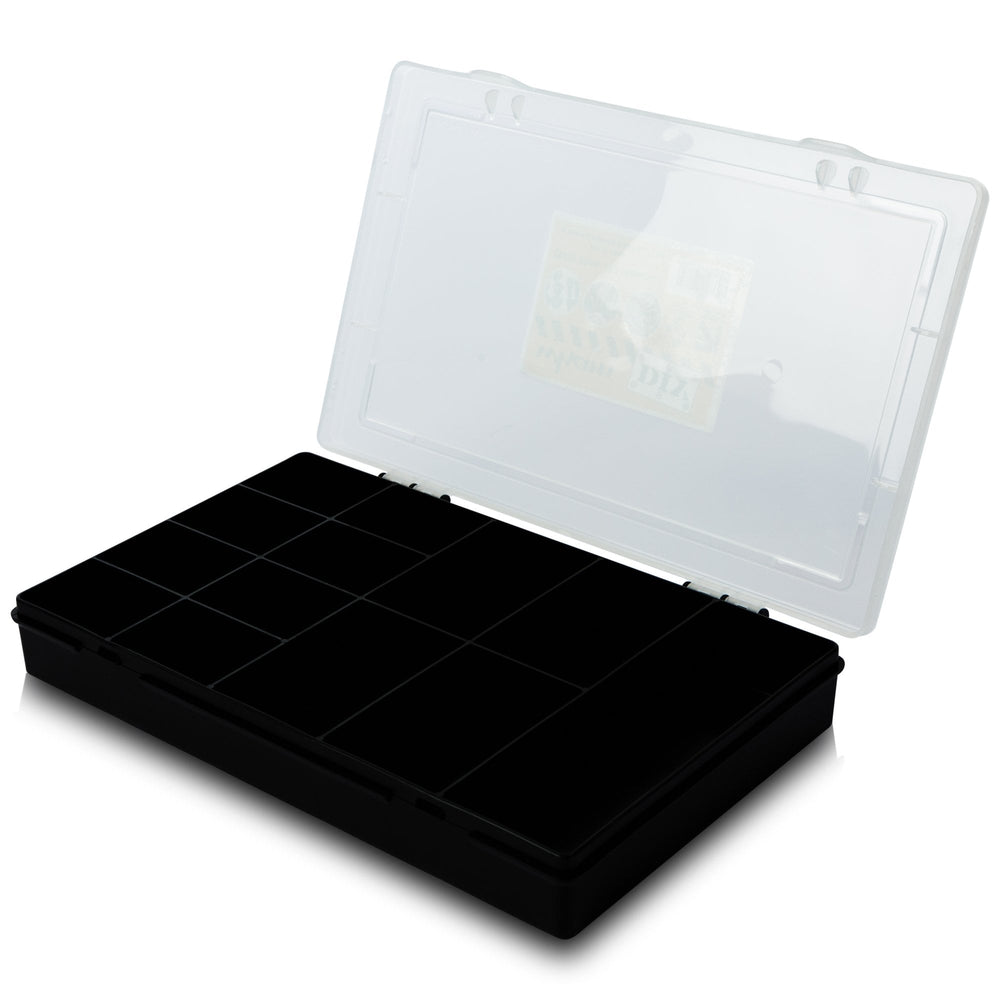 29cm Plastic Organiser Box with 13 Compartments and Lid – Wham-Wham-Recycled Black-WM2913BK-Plastic Box Shop