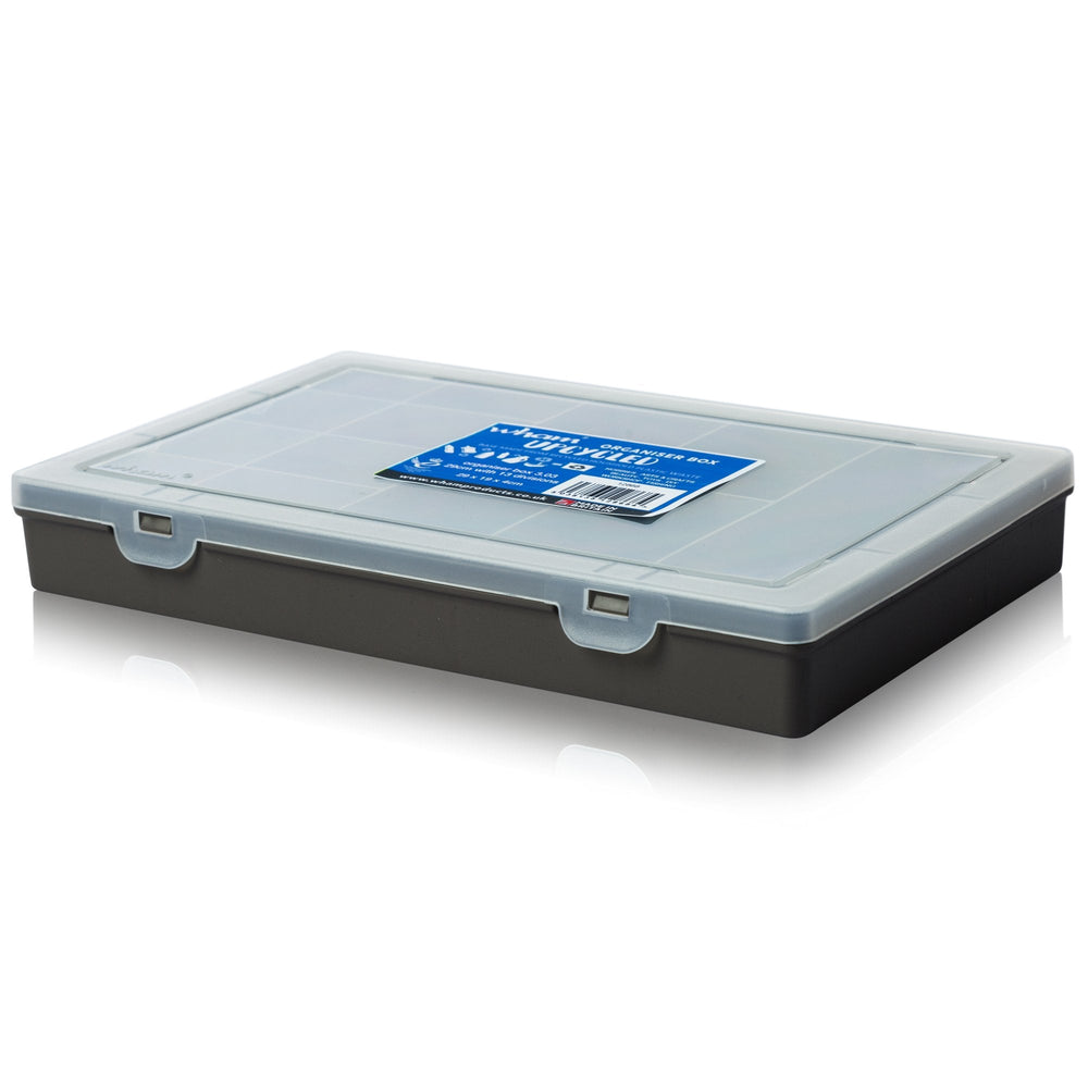 29cm Plastic Organiser Box with 13 Compartments and Lid – Wham-Wham-Upcycled Grey-WM2913UP-Plastic Box Shop