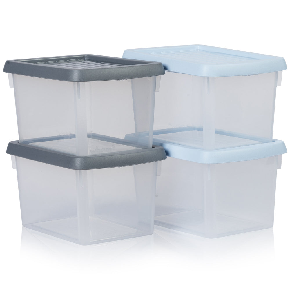 Set of 4 – 1.5 Litre Plastic Storage Boxes with Coloured Lids – Wham-Wham-Plastic Box Shop