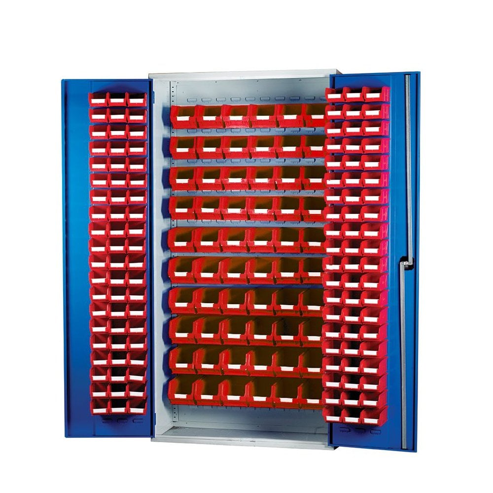 Topstore Louvred Panel Container Cabinet - with 120 x TC2 and 60 x TC3-BS-Red-BS013076-Plastic Box Shop