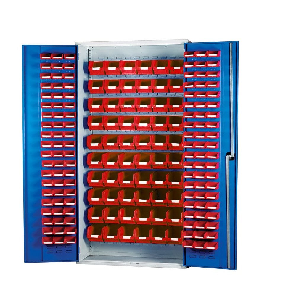 Topstore Louvred Panel Container Cabinet - with 120 x TC1 and 60 x TC3 Boxes-BS-Red-BS013068-Plastic Box Shop