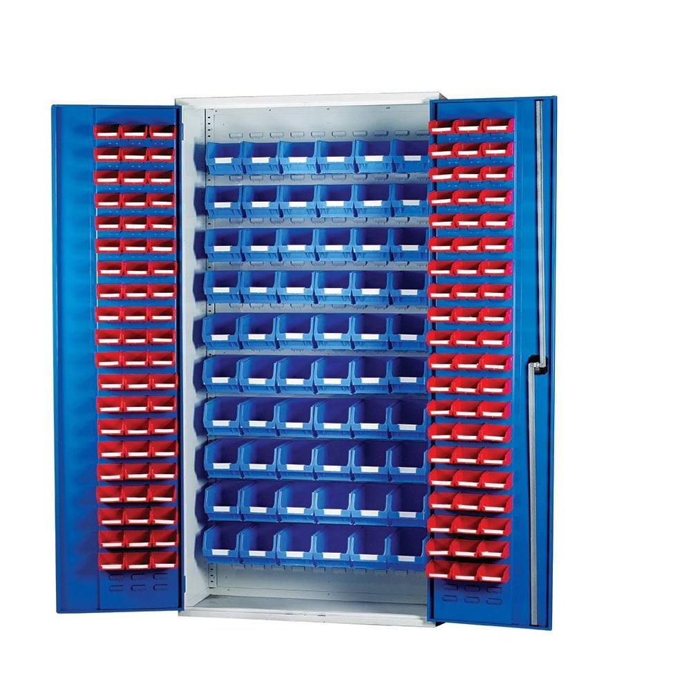 Topstore Louvred Panel Container Cabinet - with 120 x TC1 and 60 x TC3 Boxes-BS-Mixed Colours-BS013066-Plastic Box Shop