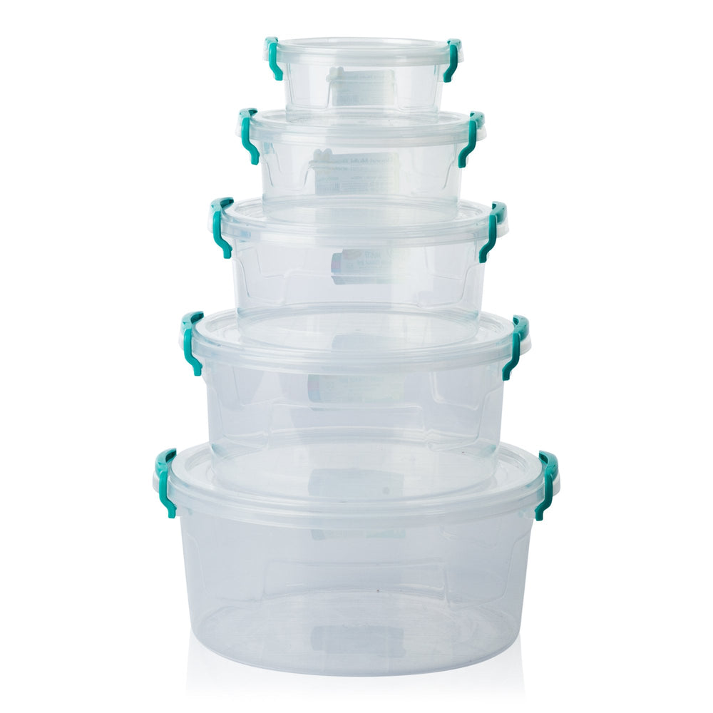 Set of 5 - Round Multi Plastic Storage Boxes with Lids-Hobby Life-Plastic Box Shop